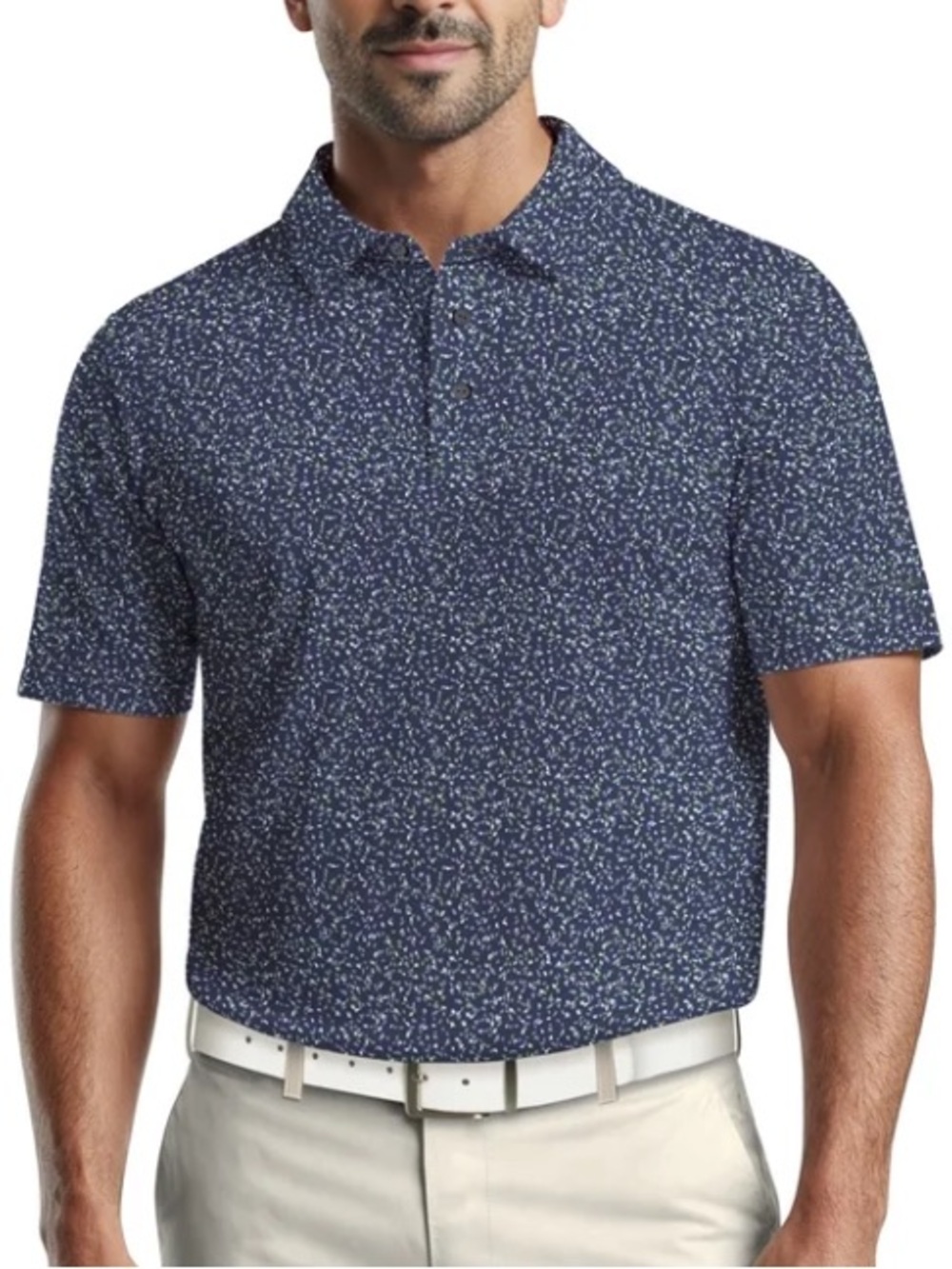 Ben Hogan shirt Navy Micro Print ShortSleeve Polo large new